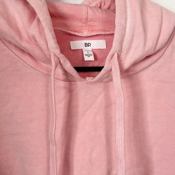 NWT BP by Nordstrom Pink Organic Cotton Cropped Hoodie Sweatshirt - Large - Picture 4 of 9